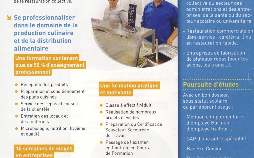 CAP Production et Service en Restauration